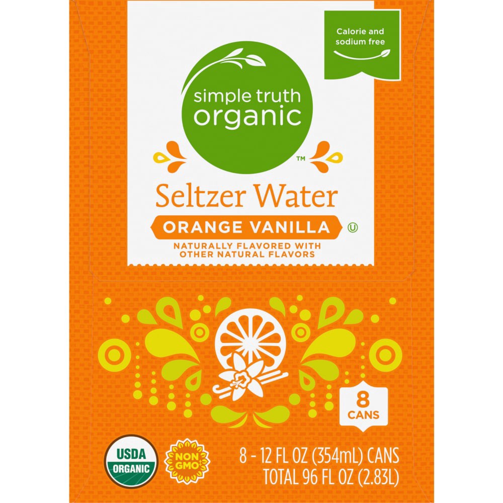 slide 6 of 6, Simple Truth Organic Orange Vanilla Seltzer Water, 8 ct; 12 fl oz