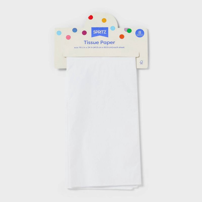 slide 3 of 3, 8ct Tissue Paper White Solid - Spritz™, 8 ct