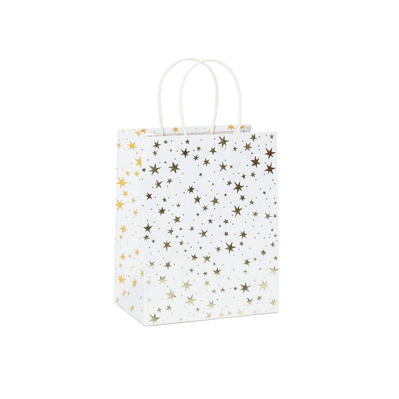 slide 2 of 11, 4pk Cub Gift Bags Foil Star Gold - Spritz™: Small Paper Gift Bags for All Occasions, FSC Certified, 4 ct