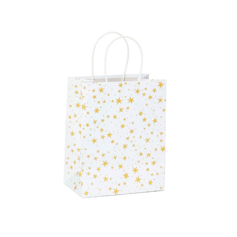 slide 4 of 11, 4pk Cub Gift Bags Foil Star Gold - Spritz™: Small Paper Gift Bags for All Occasions, FSC Certified, 4 ct