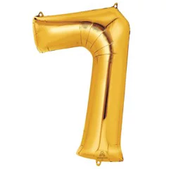 Gold Number 7 Helium Filled Balloon - 34 Inches Big