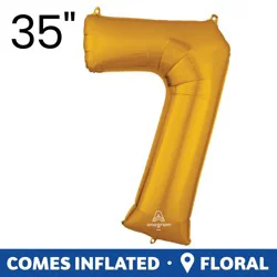 Gold Number 7 Helium Filled Balloon - 34 inches