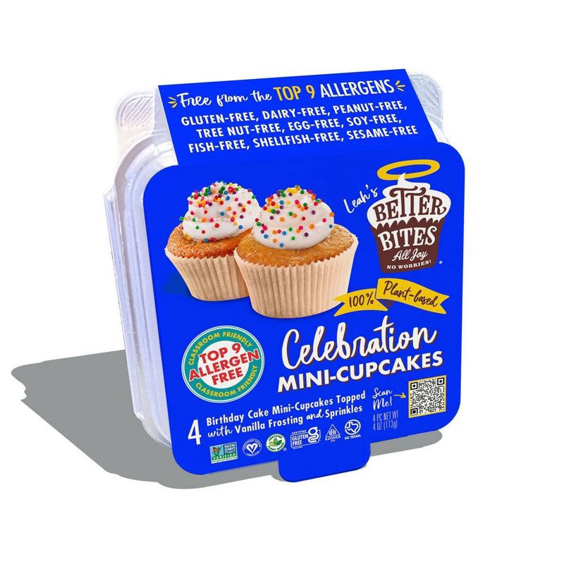 slide 1 of 3, Better Bites Gluten Free Vegan Celebration Mini Cupcakes - 4ct, 4 ct