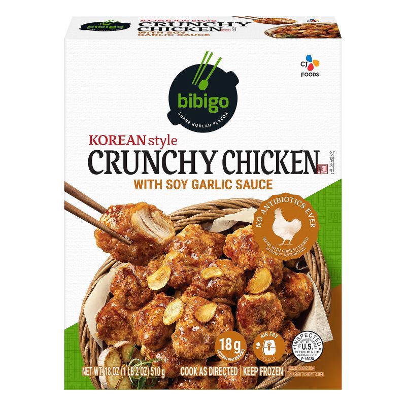 slide 1 of 1, Bibigo Korean Style Frozen Crunchy Chicken Soy Garlic - 18oz, 18 oz