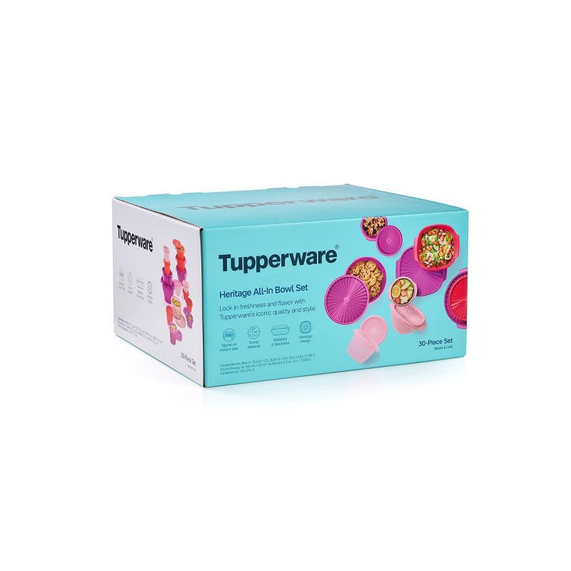 slide 3 of 15, Tupperware 30pc Heritage Get it All Set Food Storage Container Set Pink, 30 ct