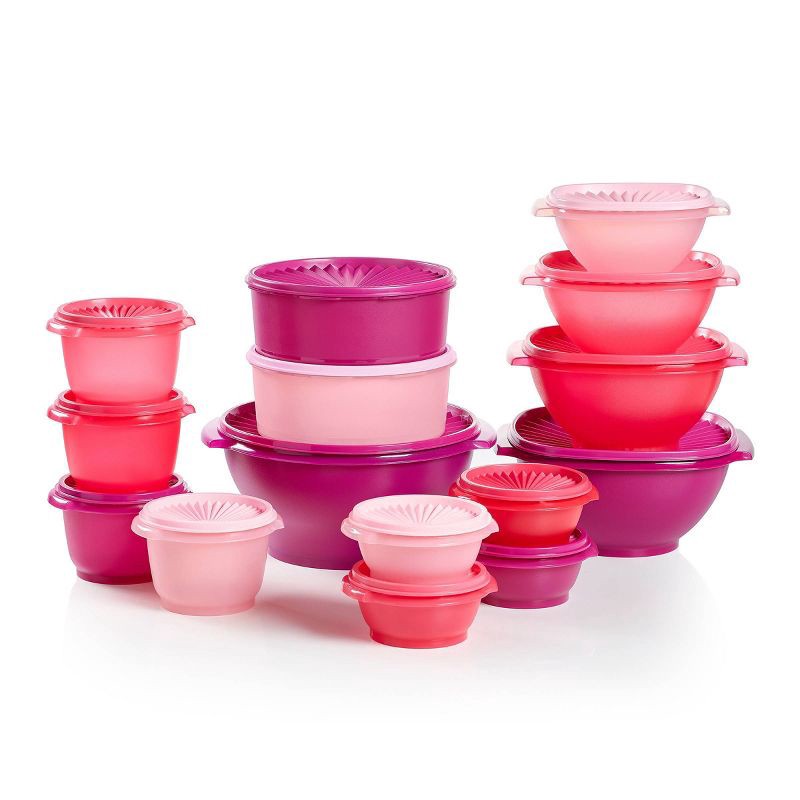 slide 1 of 15, Tupperware 30pc Heritage Get it All Set Food Storage Container Set Pink, 30 ct