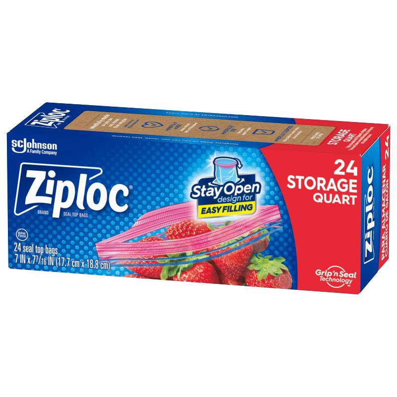 slide 14 of 17, Ziploc Storage Quart Bags - 24ct, 24 ct