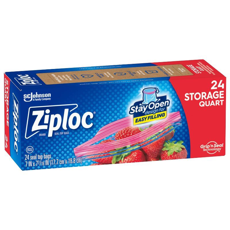 slide 15 of 17, Ziploc Storage Quart Bags - 24ct, 24 ct