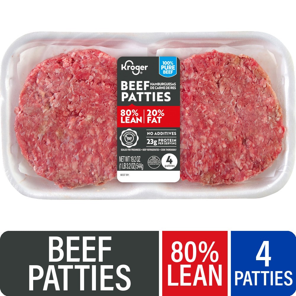 slide 1 of 2, Homestyle 80% Lean Chuck Patties, 4 ct; 19.2 oz
