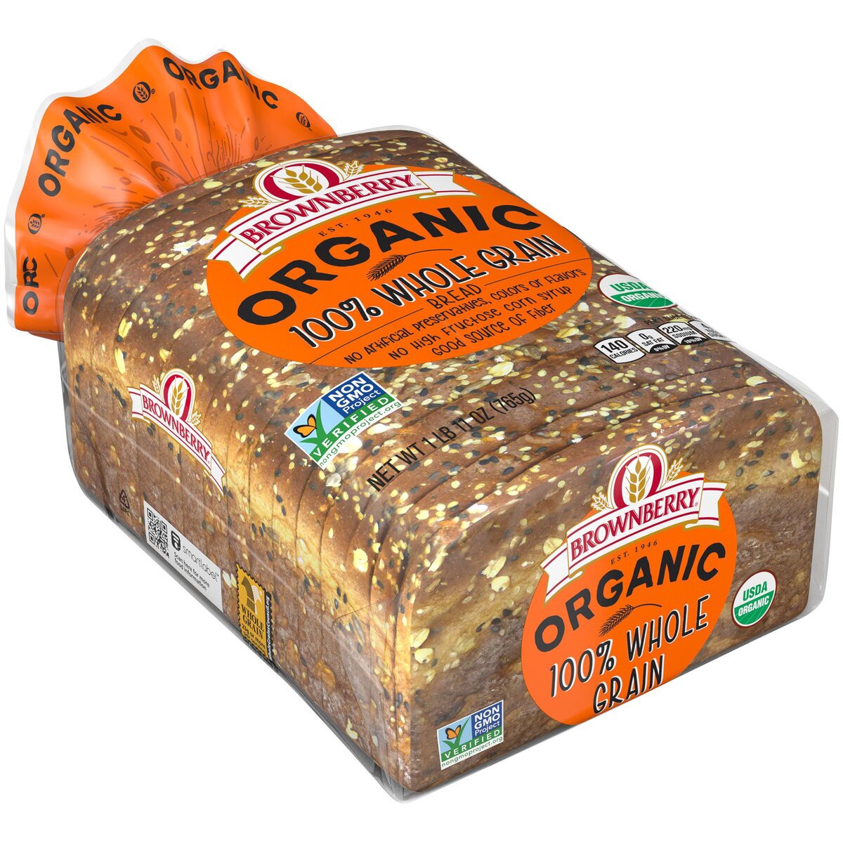 slide 2 of 6, Brownberry Organic 100% Whole Grain Bread, 27 oz, 1 ct