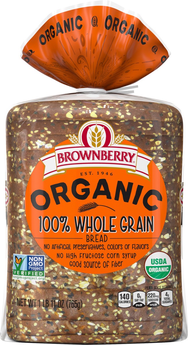 slide 4 of 6, Brownberry Organic 100% Whole Grain Bread, 27 oz, 1 ct