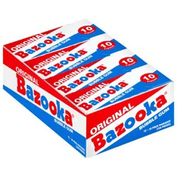 Bazooka Bubble Gum Pink Chewing Gum, Original Flavor - 10 Piece Wallet Packs (Pack of 12)