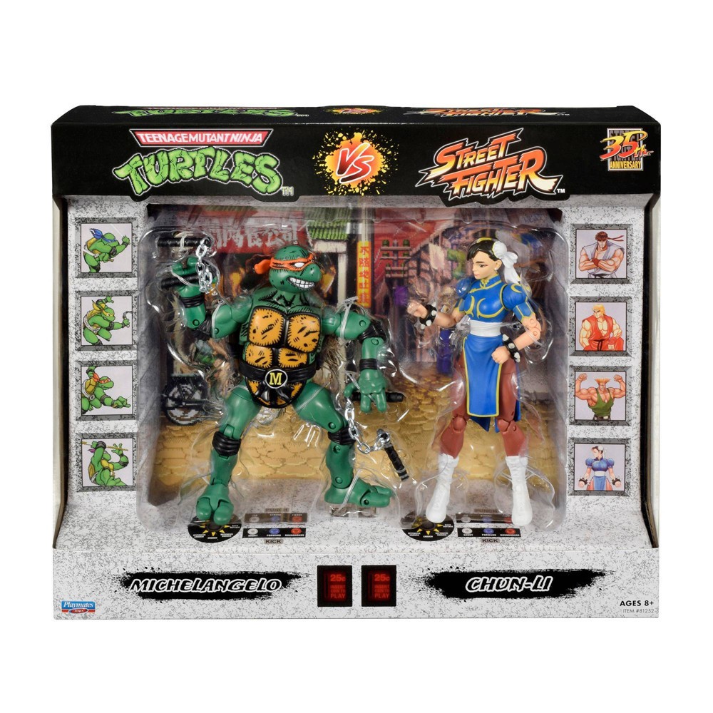 slide 4 of 10, Teenage Mutant Ninja Turtles Teenage Mutant Ninja Turtle & Street Fighter 2pk Action Figure - Mikey Vs. Chun-Li, 2 ct