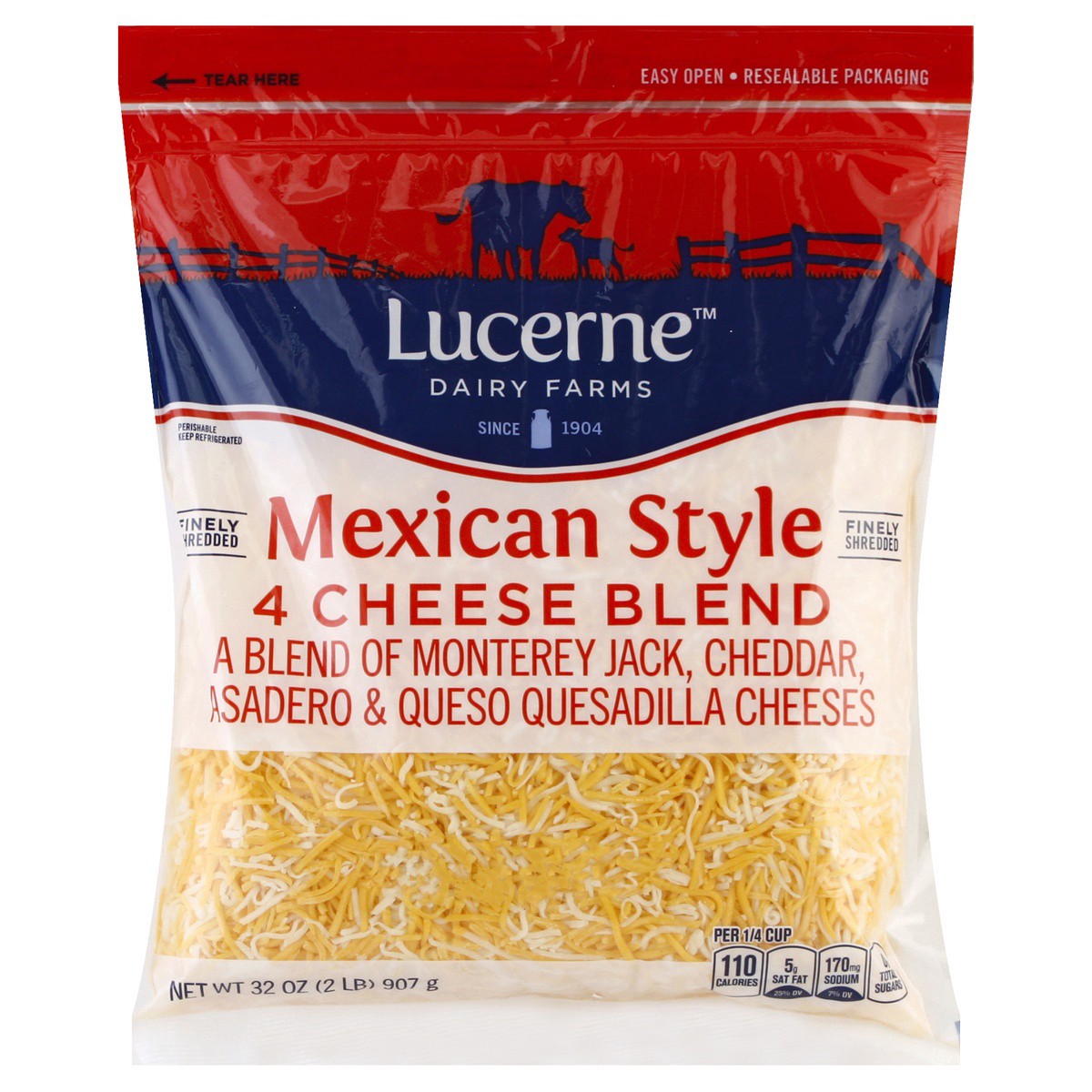 slide 1 of 9, Lucerne Cheese Finely Shredded Mexican Style 4 Cheese Blend - 32 Oz, 32 oz