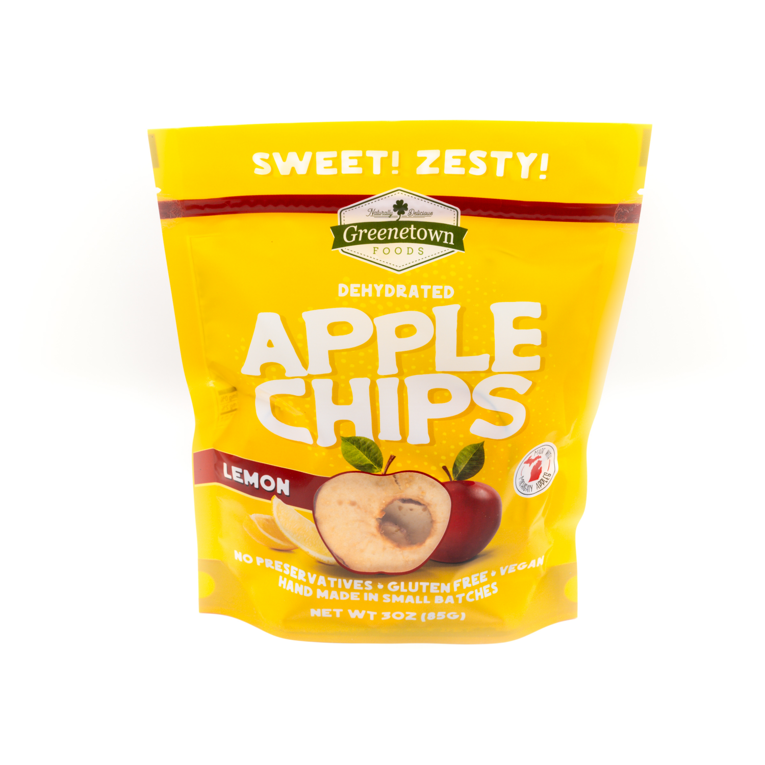 slide 1 of 5, Dehydrated Lemon Apple Chips 3 ounces bag, 3 oz