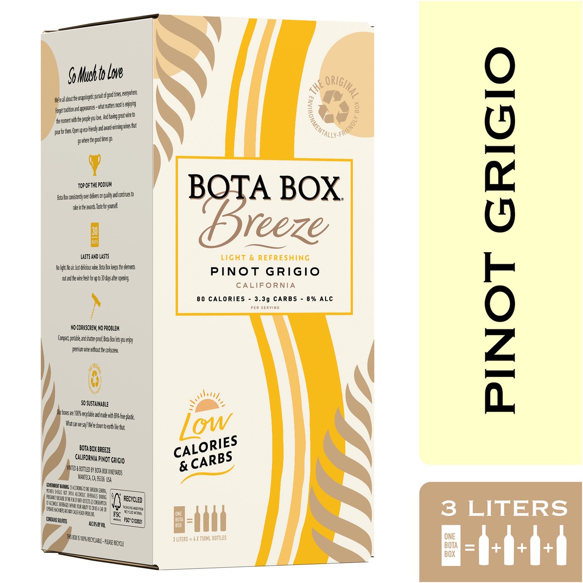 slide 1 of 10, Bota Box Breeze Pinot Grigio, 3 liter