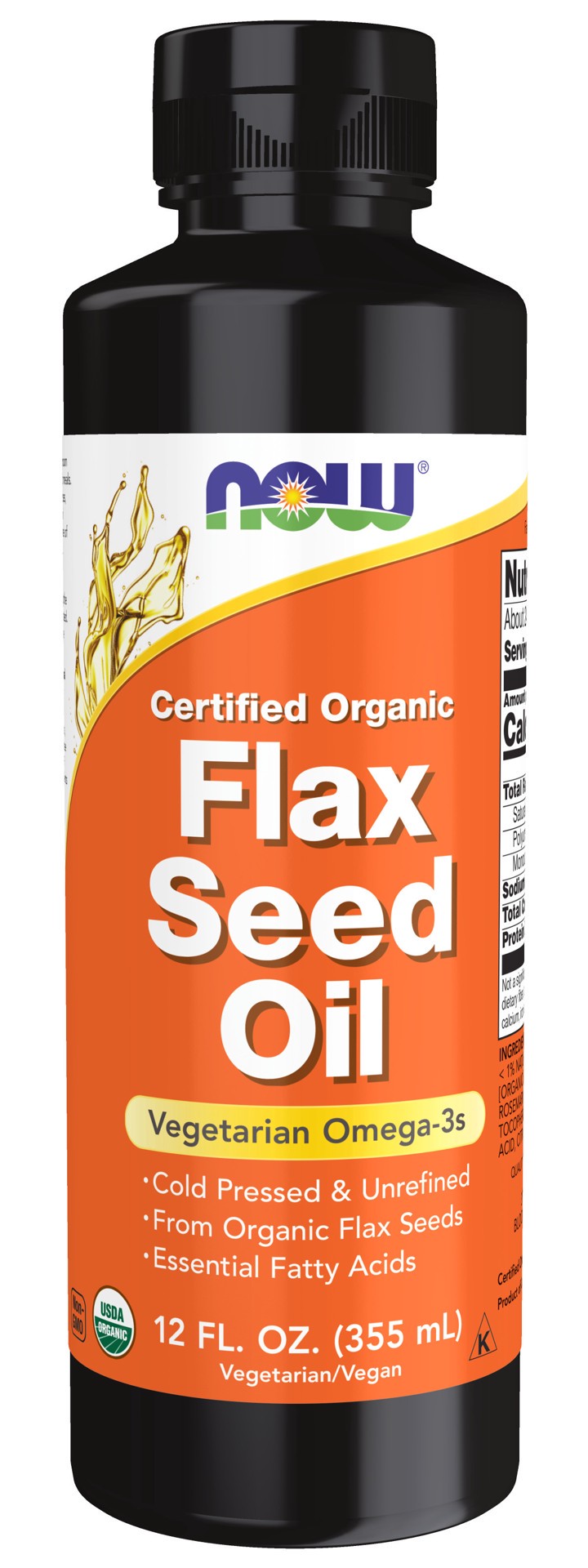 slide 1 of 4, NOW Flax Seed Oil Liquid, Organic - 12 fl. oz., 12 fl oz