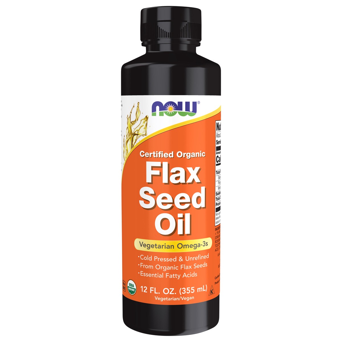slide 1 of 4, NOW Flax Seed Oil Liquid, Organic - 12 fl. oz., 12 fl oz