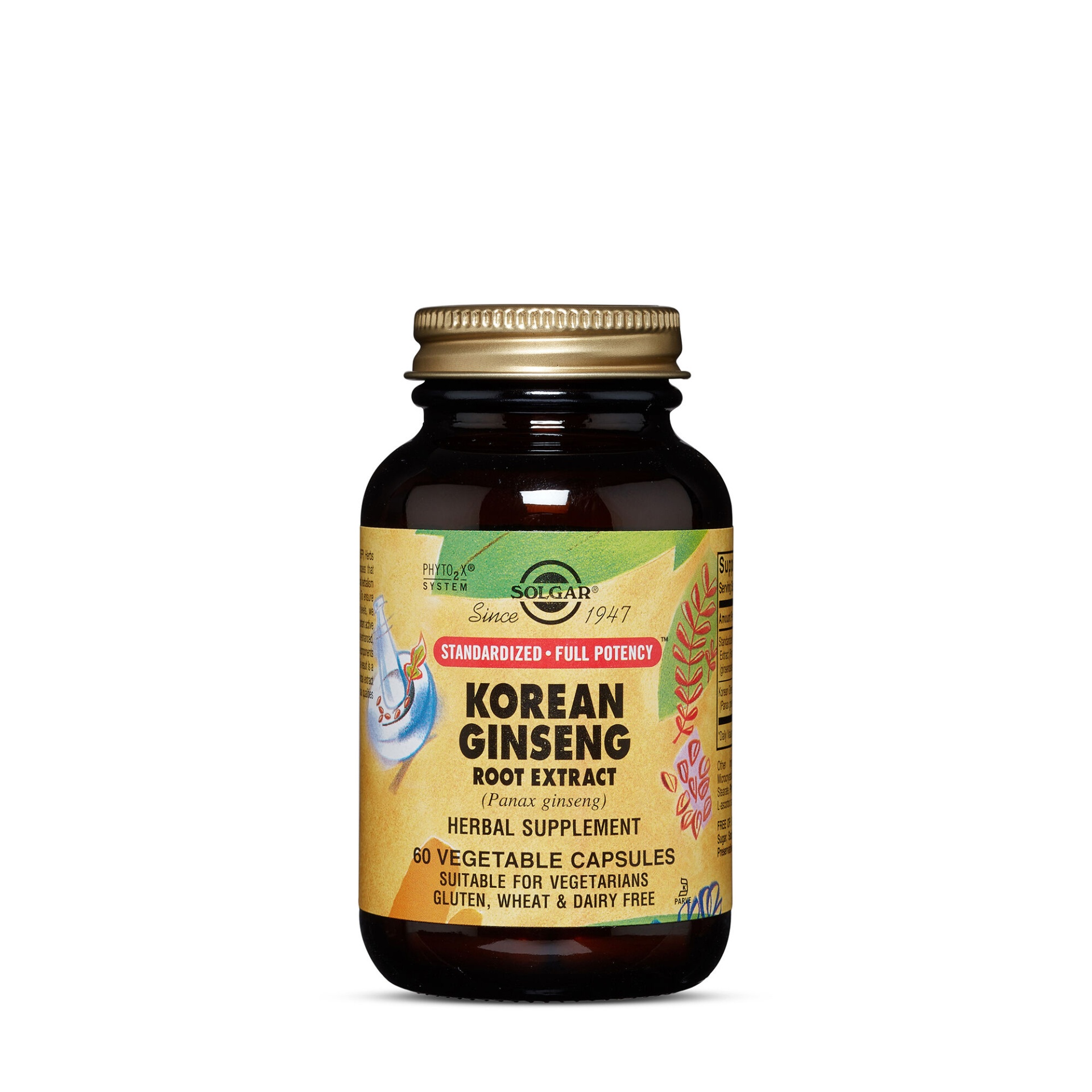 slide 1 of 1, Solgar Korean Ginseng Root (Panax Ginseng) Extract, Standardized, Vegicaps, 60 ct