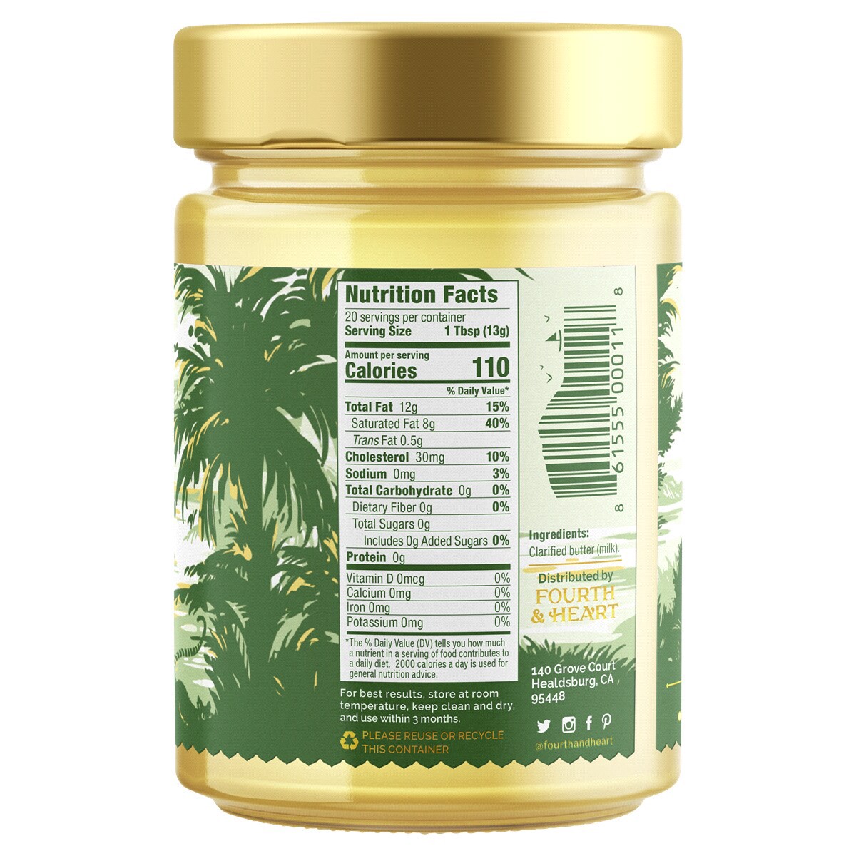 slide 2 of 2, 4th & Heart Clarified Butter Original Recipe Ghee 9 oz, 9 oz