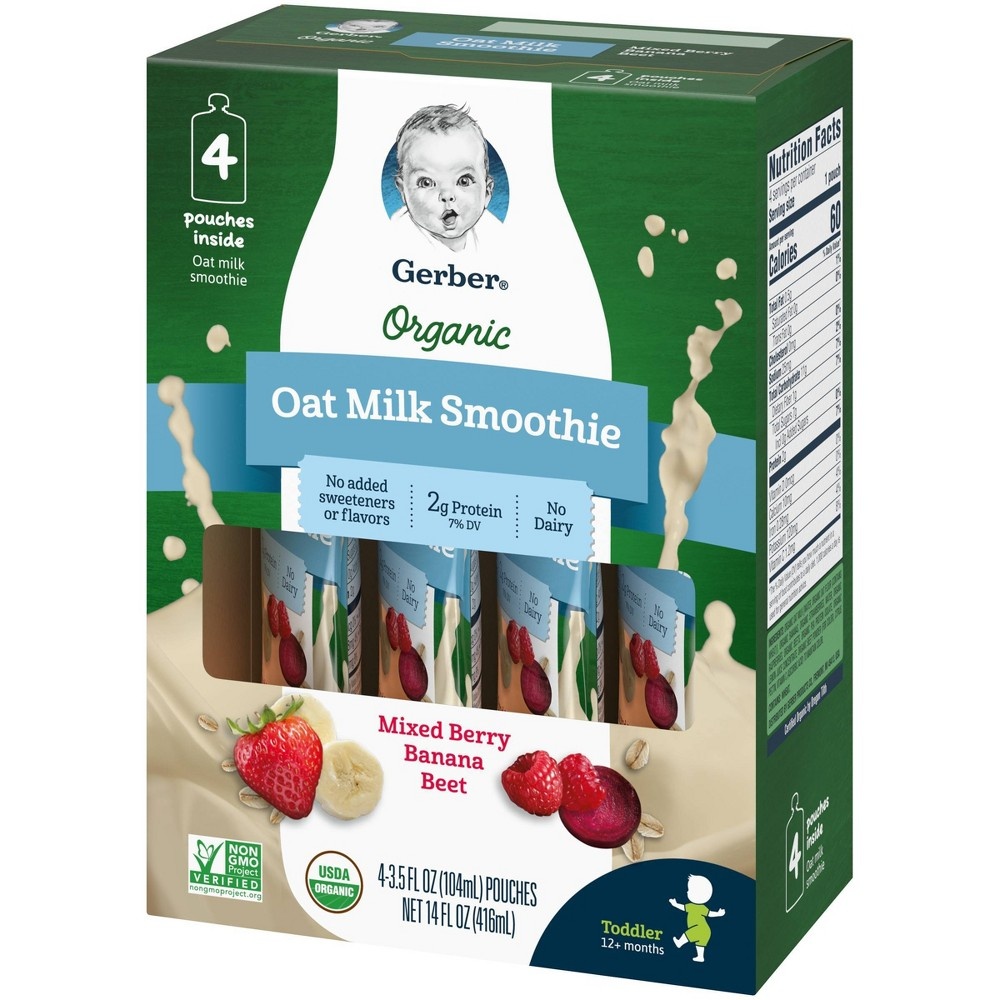 slide 9 of 9, Gerber Organic Oat Milk Mixed Berry, Banana, and Beet Smoothie, 14 fl oz