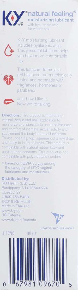 slide 12 of 12, K-Y Natural Feeling Hydrate Lubricant 3.38 oz, 3.38 oz