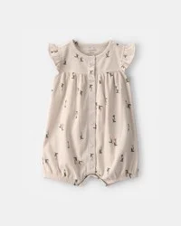 Carter's Baby Girl Floral Short-Sleeve Romper - Tan 12M