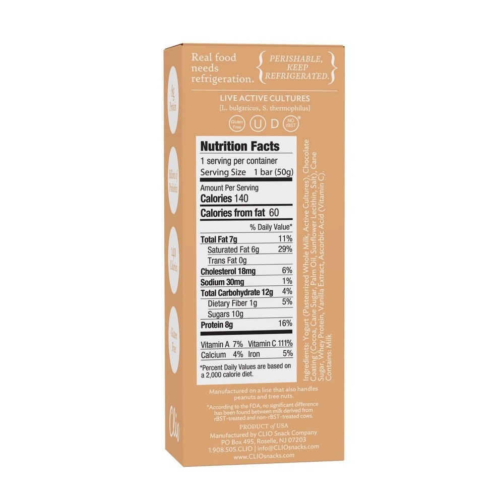 slide 4 of 5, Clio Greek Vanilla Yogurt Bar, 1.76 fl oz