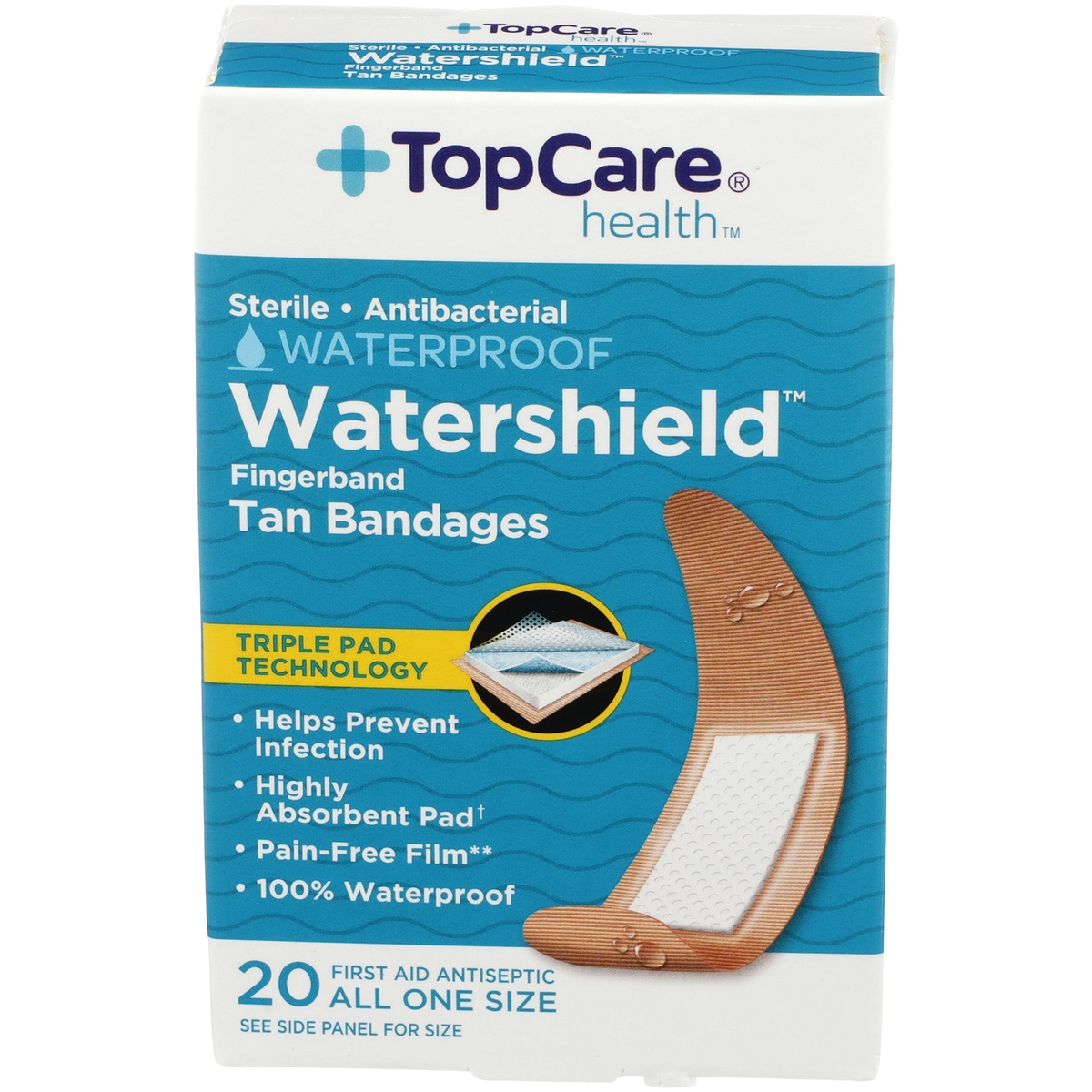 slide 1 of 1, TopCare Antibac Waterproof Bandaid, 20 ct