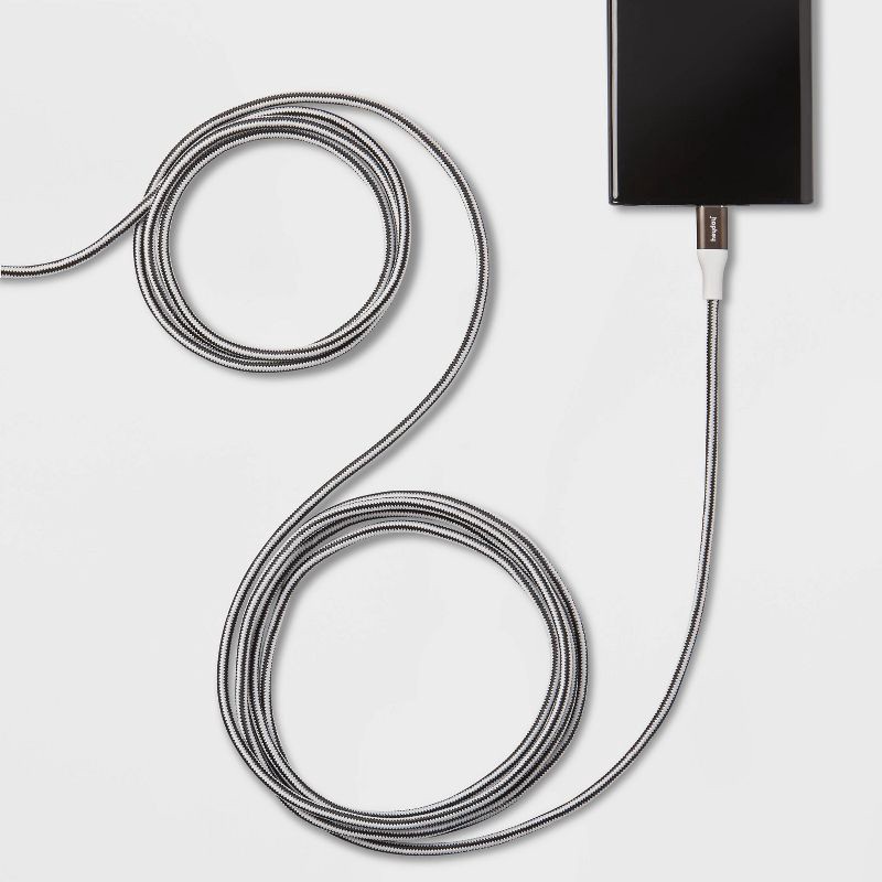 slide 2 of 3, 10' USB-C to USB-C Braided Cable - heyday™ Gunmetal/Black/White, 1 ct