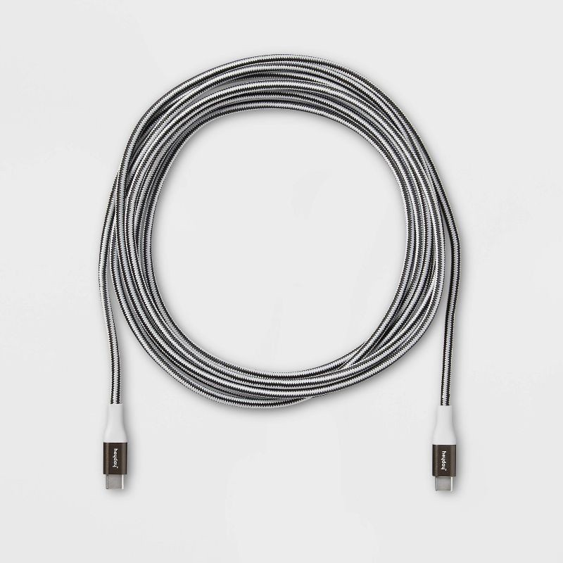 slide 3 of 3, 10' USB-C to USB-C Braided Cable - heyday™ Gunmetal/Black/White, 1 ct