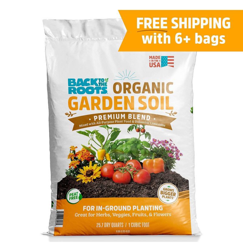 slide 3 of 12, Back to the Roots 25.7qt Organic Garden Soil Premium Blend For in Ground Planting, 25.7 qt