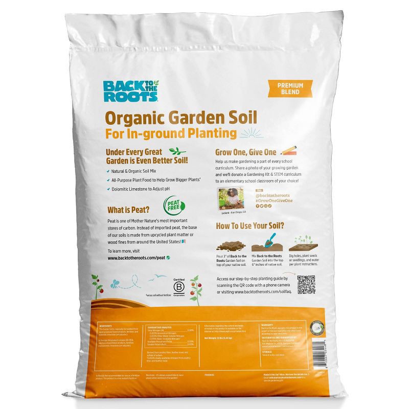 slide 12 of 12, Back to the Roots 25.7qt Organic Garden Soil Premium Blend For in Ground Planting, 25.7 qt
