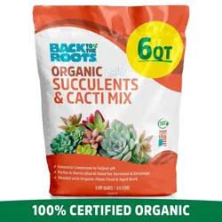 Back to the Roots 6qt Organic Succulents & Cacti Mix Specialty Blend: Fast Draining, pH Balanced
