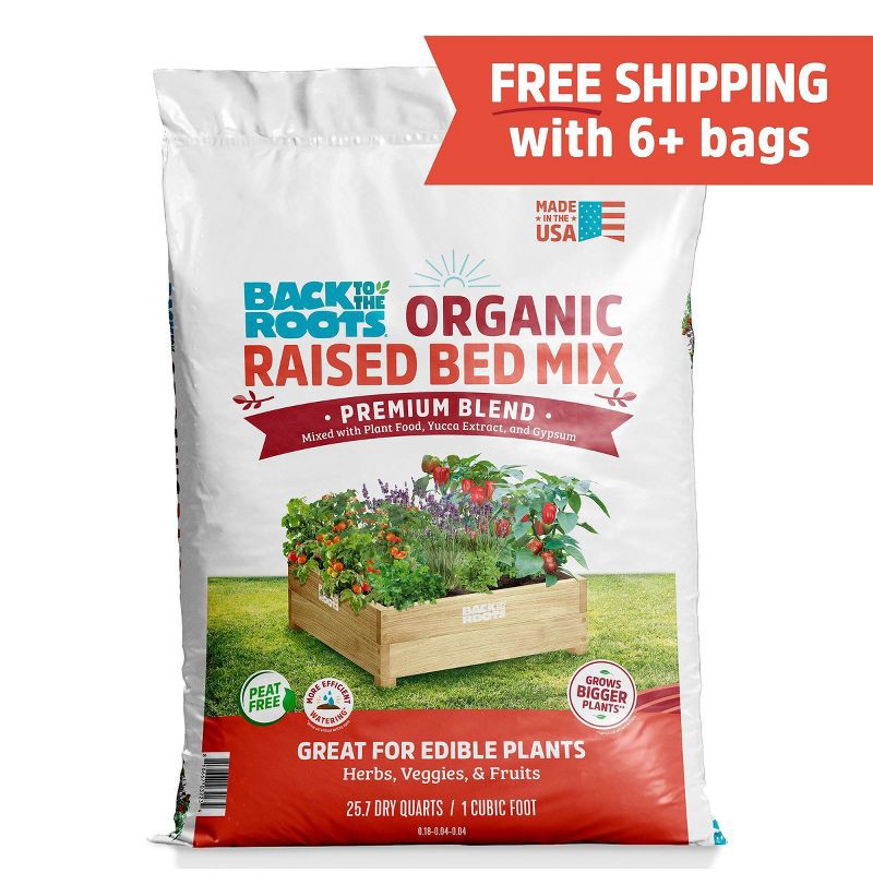 slide 3 of 13, Back to the Roots 25.7qt Organic Raised Bed Mix Premium Blend For Growing Edible Plants, 25.7 qt