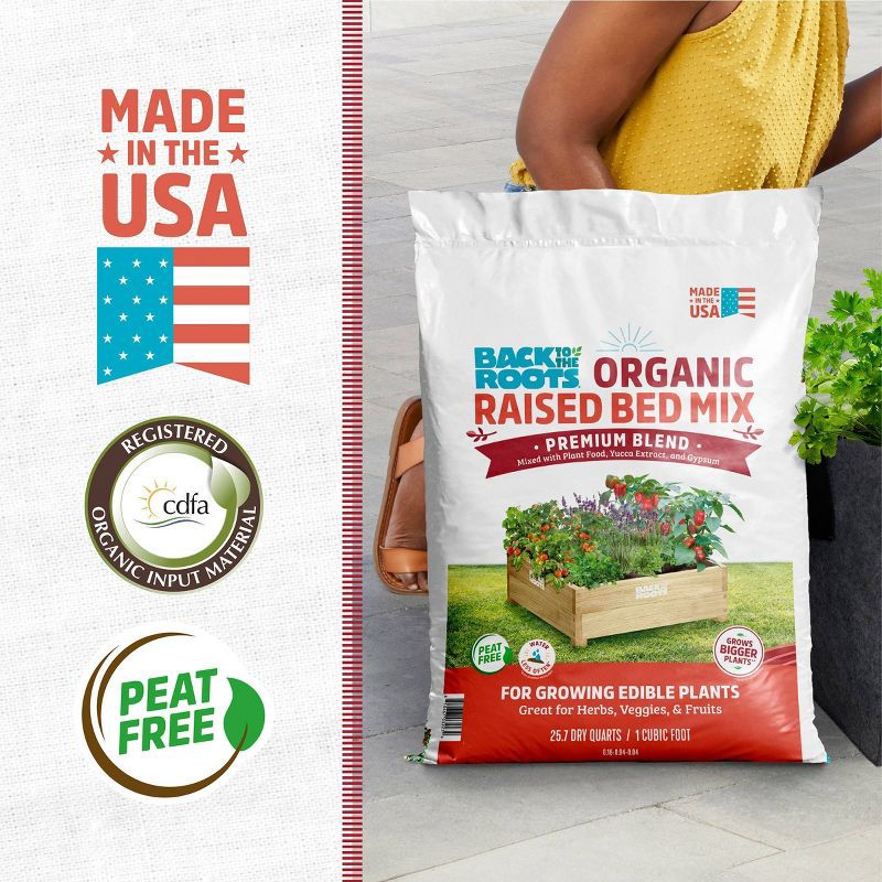 slide 4 of 13, Back to the Roots 25.7qt Organic Raised Bed Mix Premium Blend For Growing Edible Plants, 25.7 qt