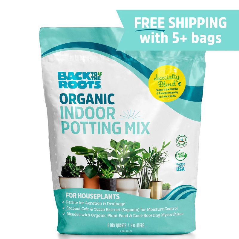 slide 3 of 13, Back to the Roots 6qt Organic Indoor Potting Mix For Houseplants Specialty Mix: Perlite, Coconut Coir, Mycorrhizae, 6 qt