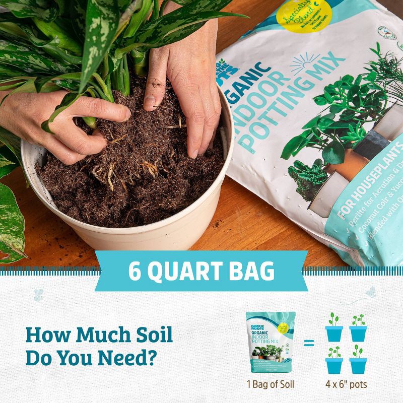 slide 13 of 13, Back to the Roots 6qt Organic Indoor Potting Mix For Houseplants Specialty Mix: Perlite, Coconut Coir, Mycorrhizae, 6 qt