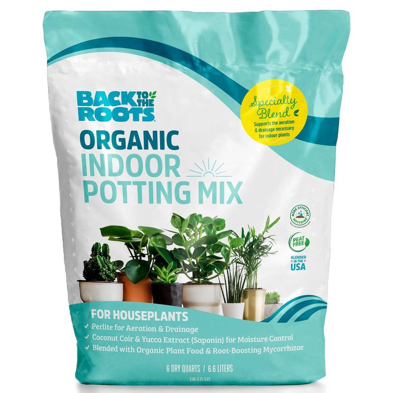 slide 1 of 13, Back to the Roots 6qt Organic Indoor Potting Mix For Houseplants Specialty Mix: Perlite, Coconut Coir, Mycorrhizae, 6 qt