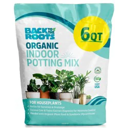 Back to the Roots 6qt Organic Indoor Potting Mix For Houseplants Specialty Mix: Perlite, Coconut Coir, Mycorrhizae