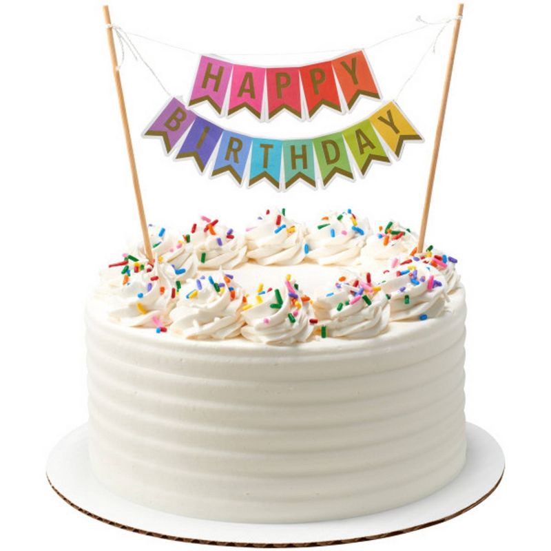 slide 3 of 4, Bakery Crafts Happy Birthday Banner Cake Topper, 1 ct