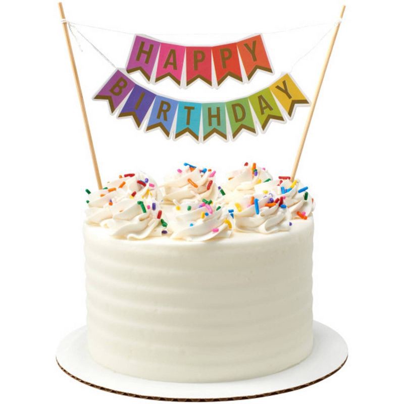 slide 4 of 4, Bakery Crafts Happy Birthday Banner Cake Topper, 1 ct