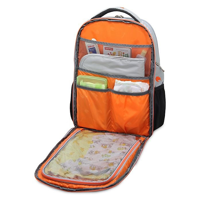 slide 9 of 11, Bluekiwi Hapu Universal Diaper Backpack - Grey/Orange, 1 ct