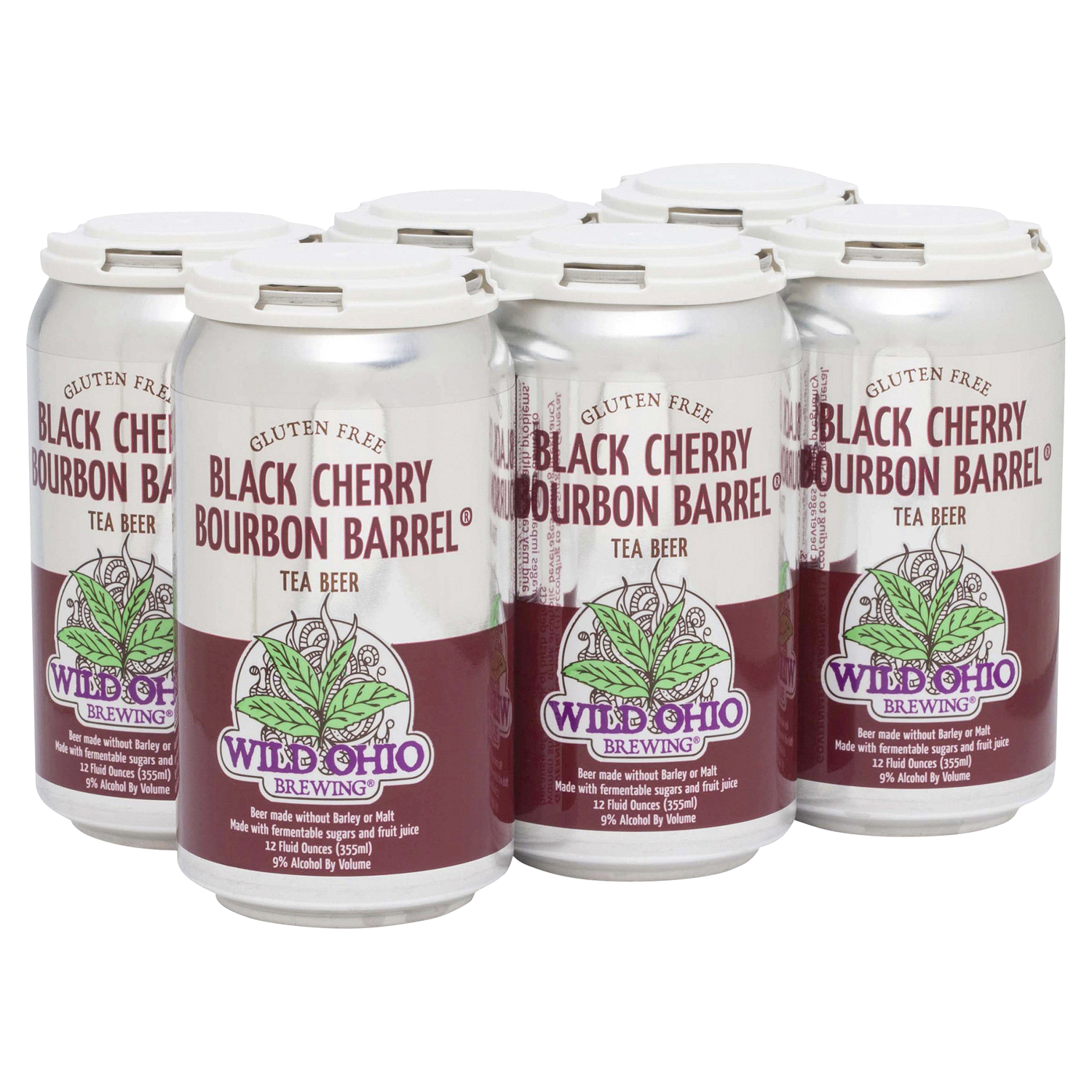 slide 1 of 3, Wild Ohio Brewing Wild Ohio Black Cherry Bourbon Barrel Tea Beer - 6pk/12 fl oz Cans, 6 ct; 12 oz