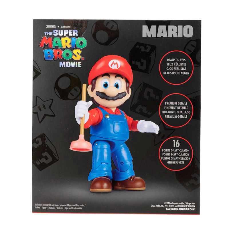 slide 4 of 5, Nintendo The Super Mario Bros. Movie Mario Figure with Plunger Accessory, 1 ct
