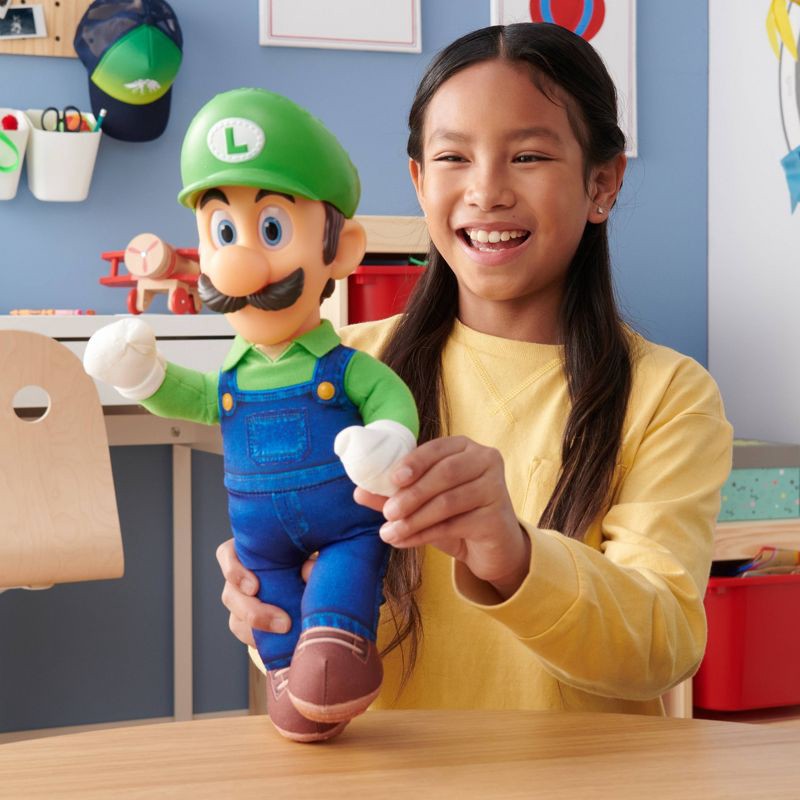 slide 4 of 6, Nintendo The Super Mario Bros. Movie Luigi Poseable Plush, 1 ct