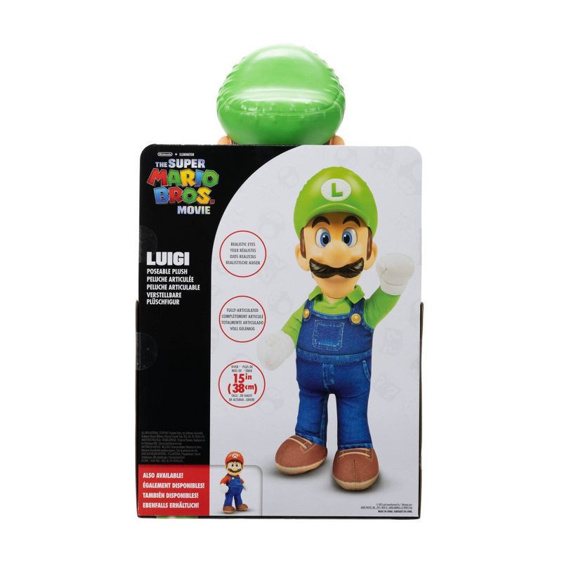 slide 6 of 6, Nintendo The Super Mario Bros. Movie Luigi Poseable Plush, 1 ct