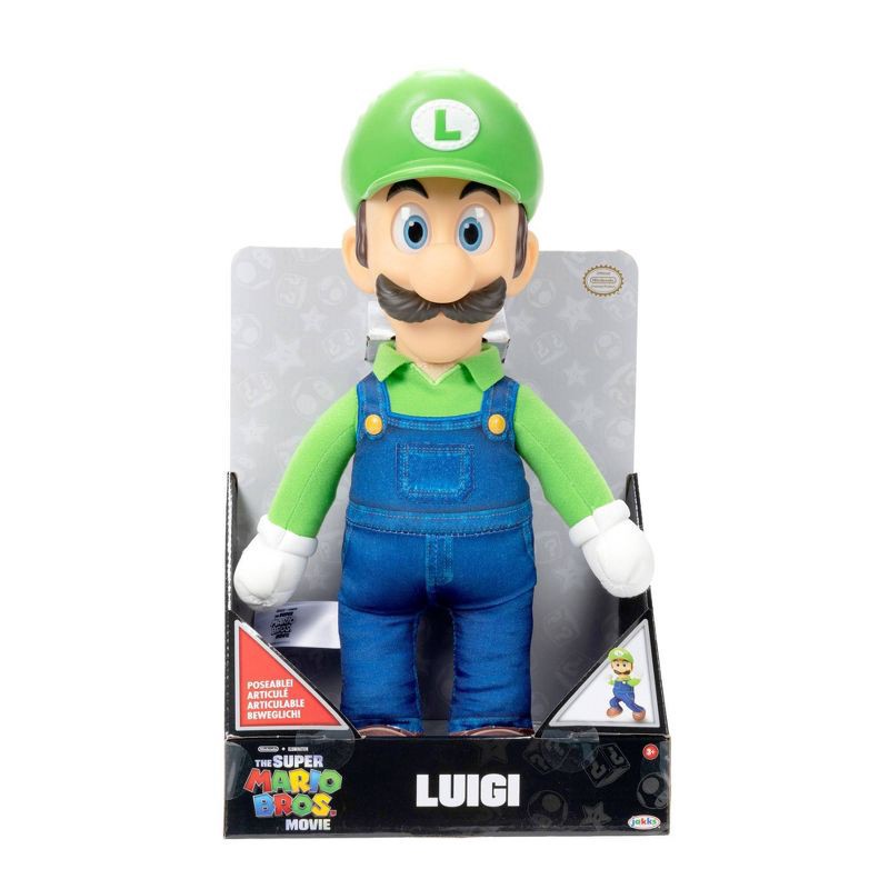 slide 1 of 6, Nintendo The Super Mario Bros. Movie Luigi Poseable Plush, 1 ct