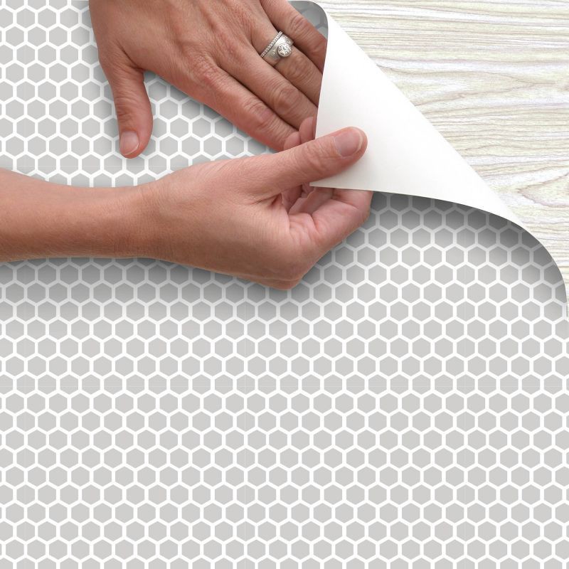 slide 4 of 6, Con-Tact 18"x16' Adhesive Shelf Liner - Simple Honeycomb Gray, 1 ct