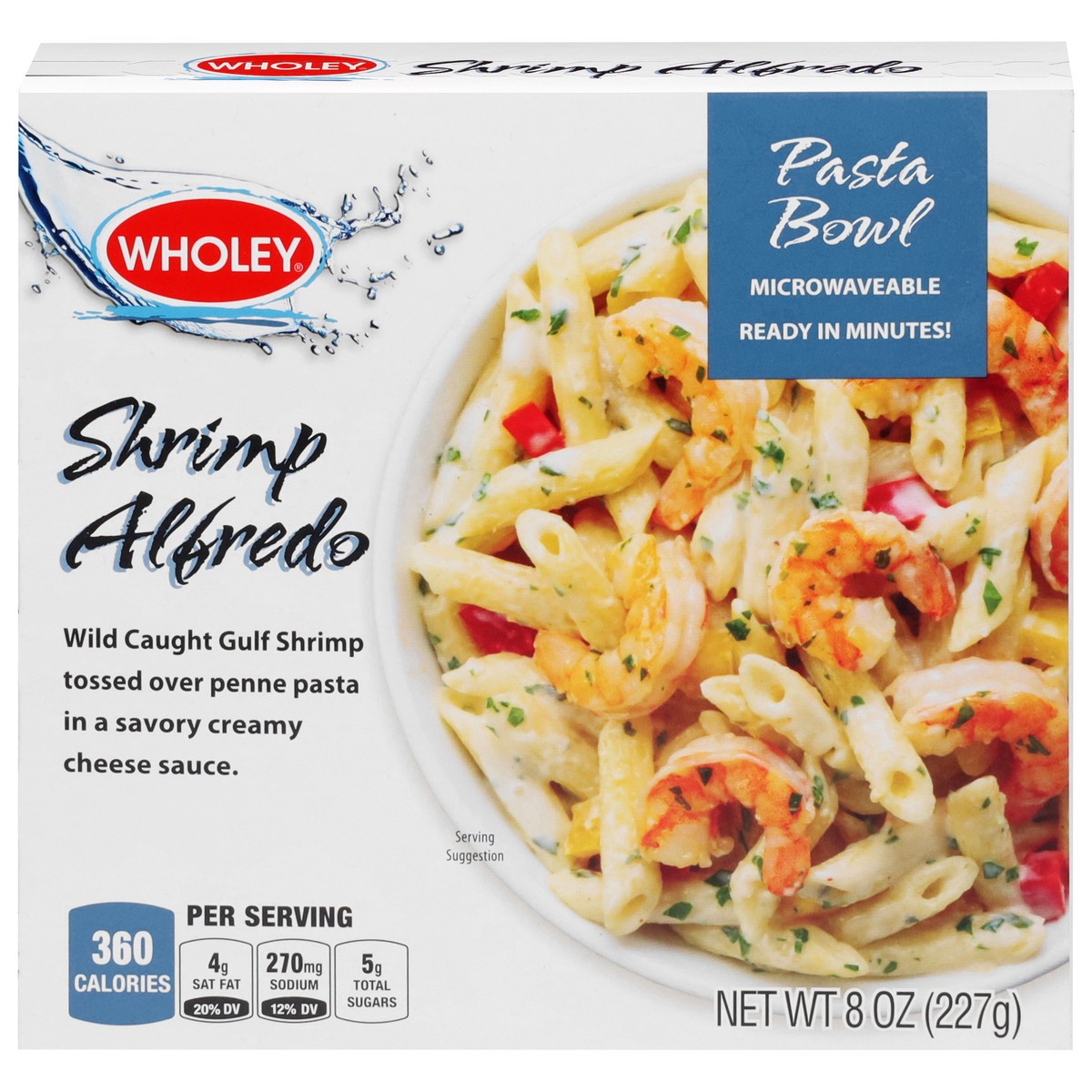 slide 13 of 13, Wholey Shrimp Alfredo Pasta Bowl 8 oz, 8 oz